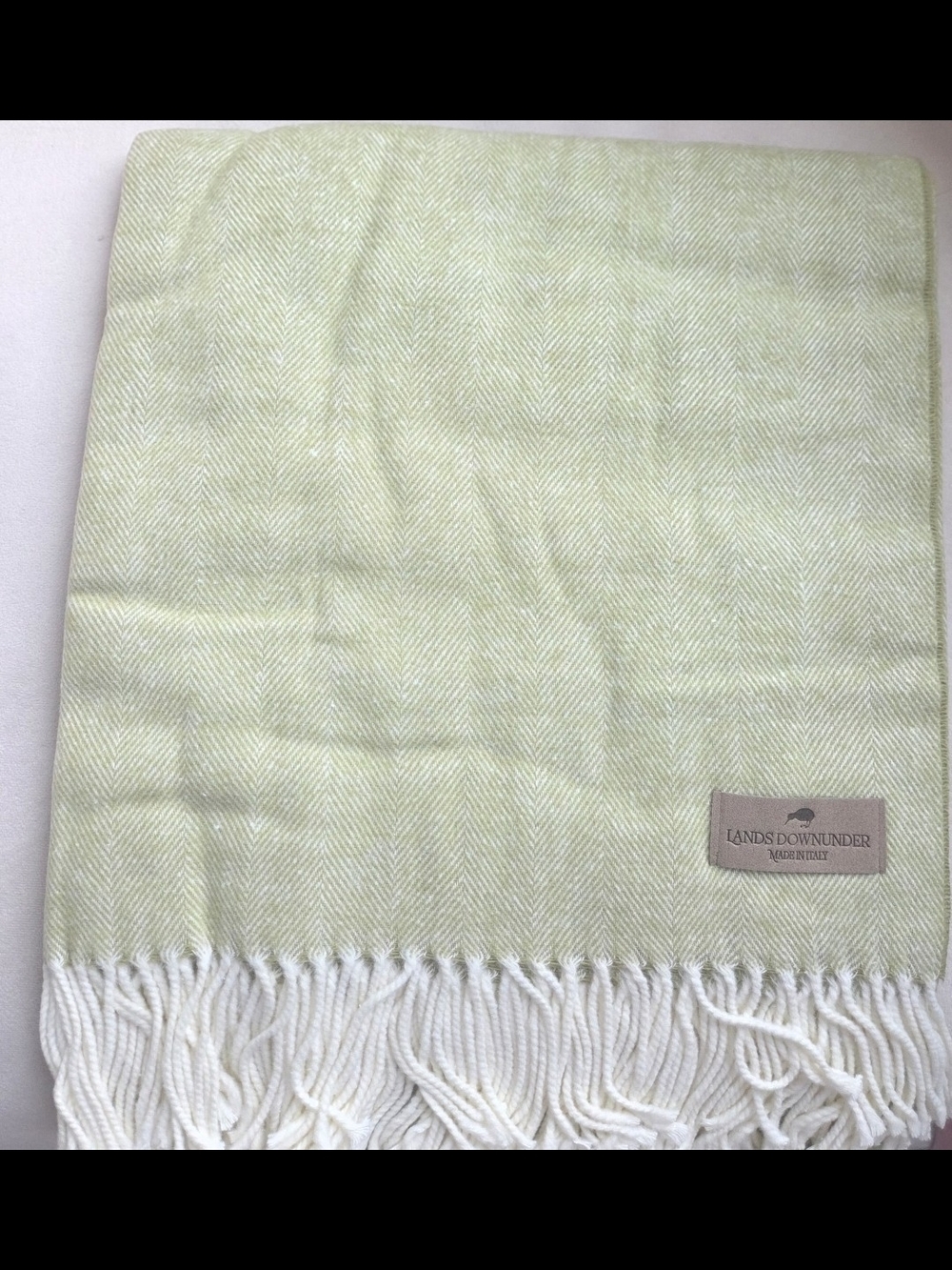 Lands Downunder Lemongrass Herringbone Throw (Never Used)